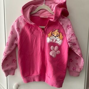 Paw Patrol Girls' Pink Hooded Zip Sweatshirt with Paw Print